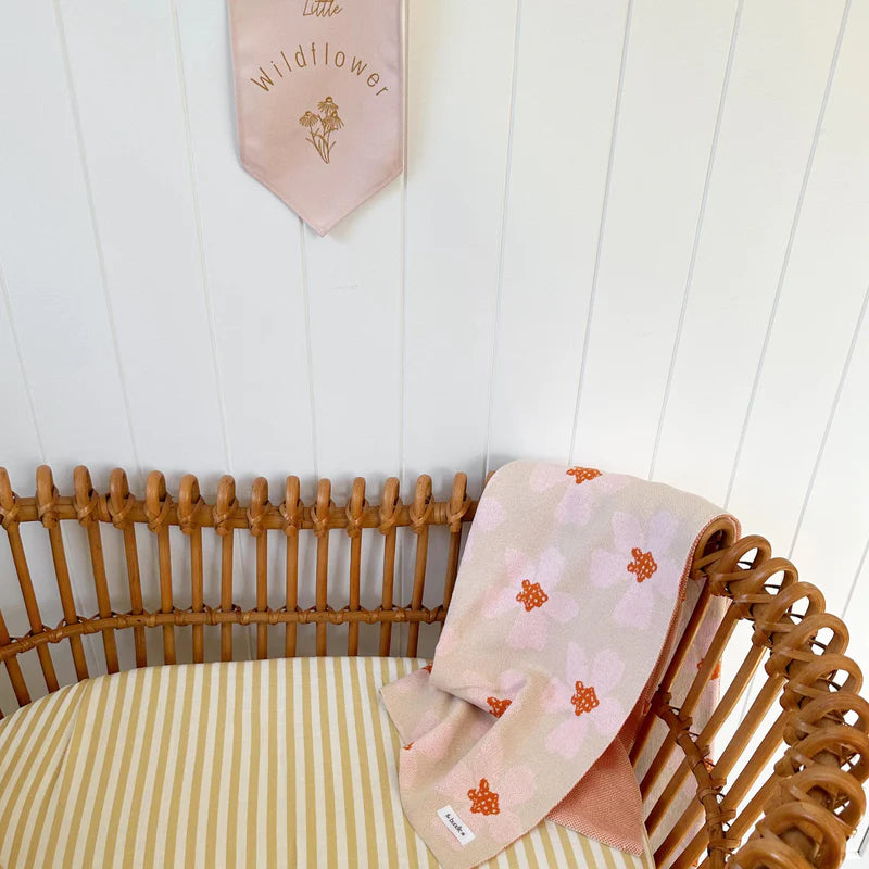 The Bundle Co Moss Stripe Fitted Bassinet Sheet