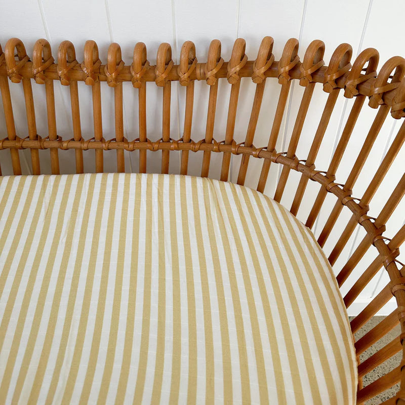 The Bundle Co Moss Stripe Fitted Bassinet Sheet