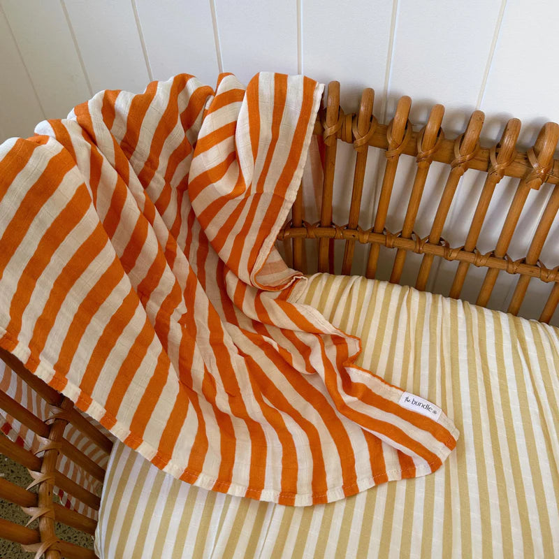 The Bundle Co Ochre Stripe Swaddle