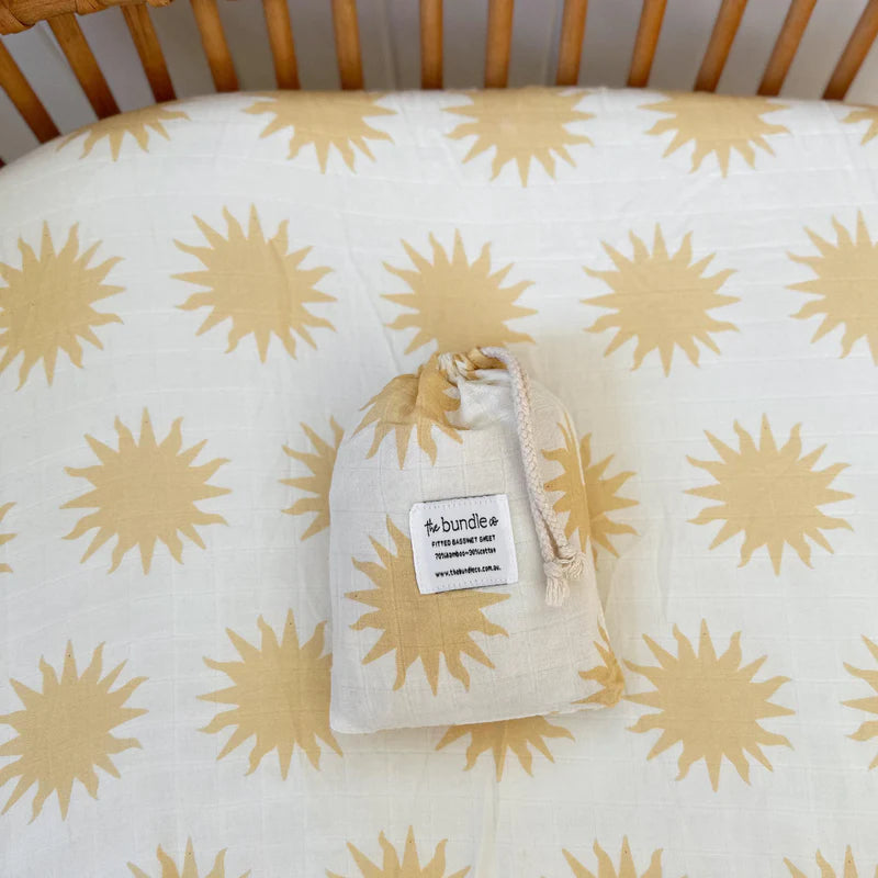 The Bundle Co Sunshine Fitted Bassinet Sheet