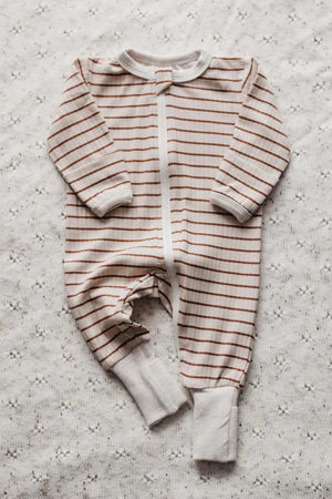 Bencer & Hazelnut Rust Stripe Zipsuit